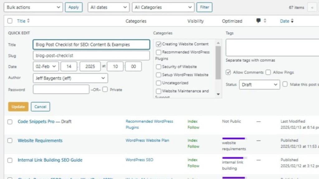 blog post settings checklist using quick edit initial settings blog post settings checklist using quick edit initial settings