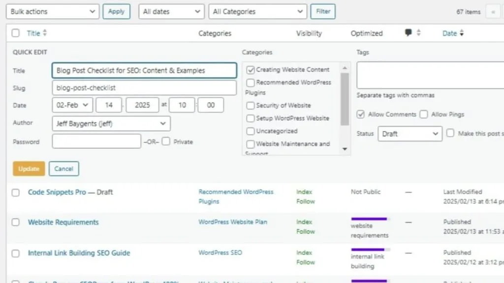 blog post settings checklist using quick edit initial settings blog post settings checklist using quick edit initial settings