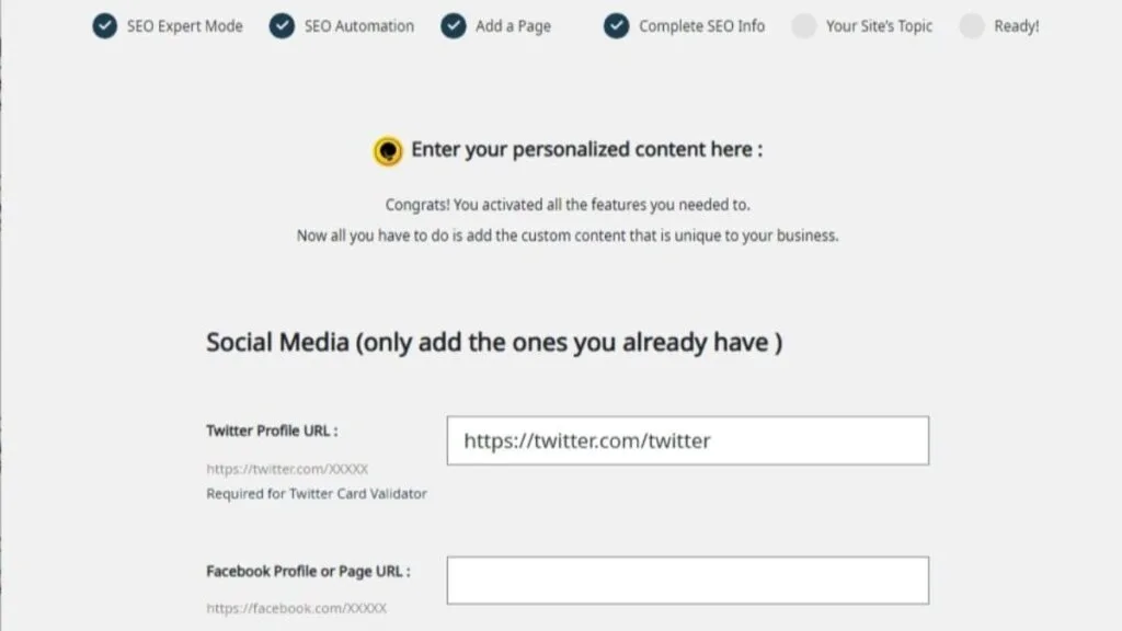 complete seo info section prompts to populate social media urls complete seo info section prompts to populate social media urls
