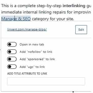 internal linking example of not using any options