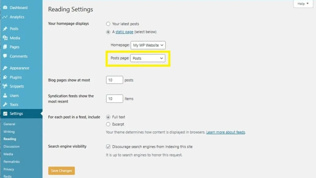 navigation posts page assigned navigation posts page assigned