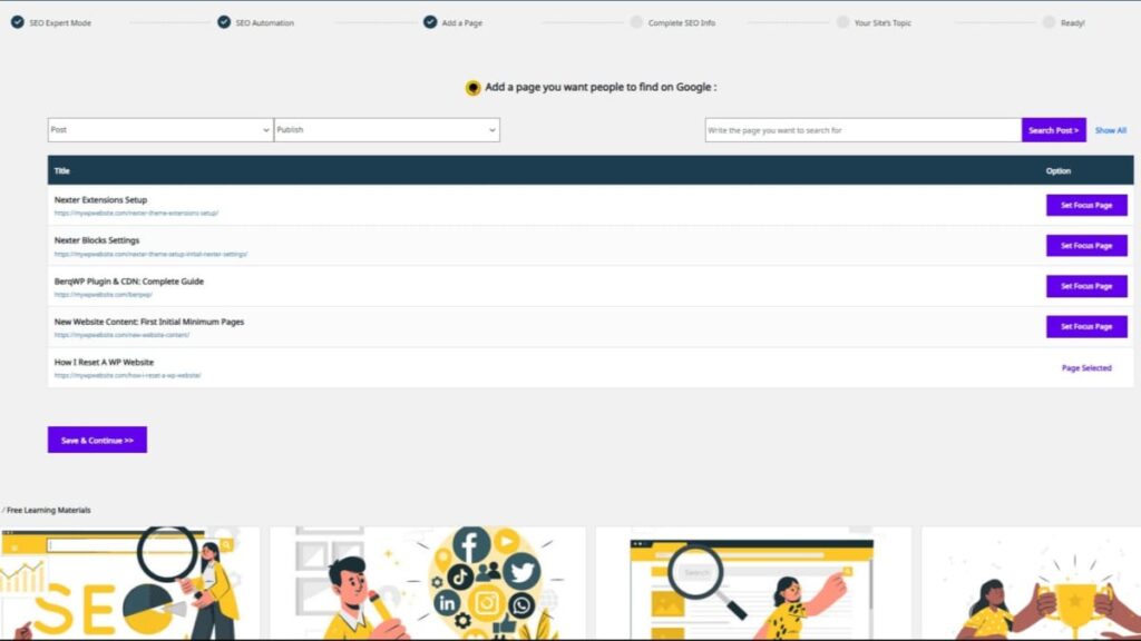 squirrly seo add a focus page section to initially filter posts using drop down filters named post and publish squirrly seo add a focus page section to initially filter posts using drop down filters named post and publish