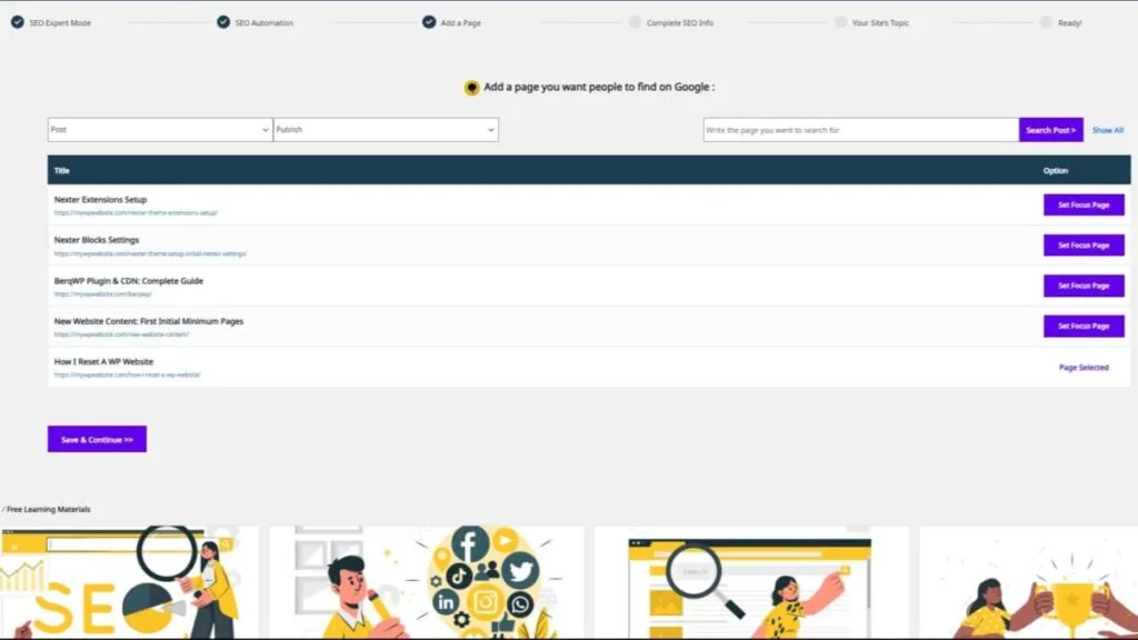squirrly seo add a focus page section to initially filter posts using drop down filters named post and publish squirrly seo add a focus page section to initially filter posts using drop down filters named post and publish