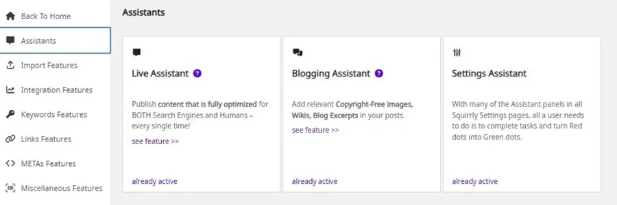 squirrly seo assistants features default settings squirrly seo assistants features default settings