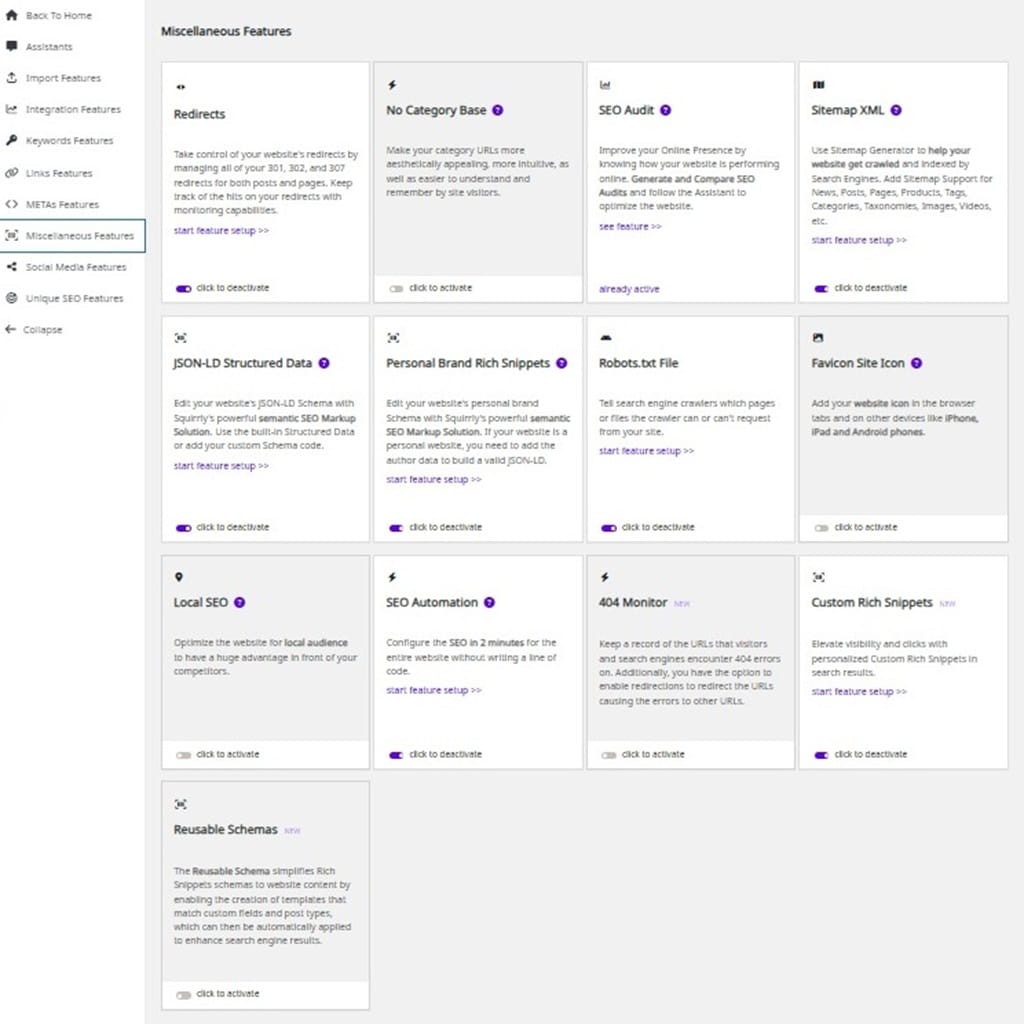 squirrly seo miscellaneous features default settings squirrly seo miscellaneous features default settings